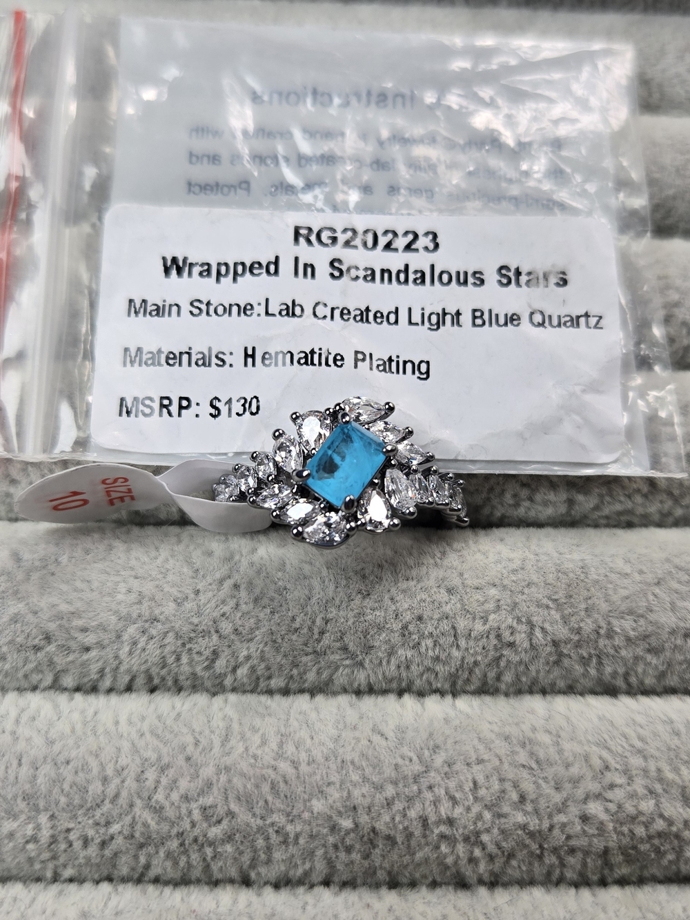 Size 10 Light Blue Quartz Wrapped In Scandalous Stars Hematite Plated Bomb Party